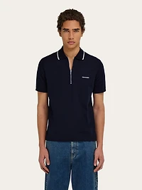Cotton polo shirt with zip closure