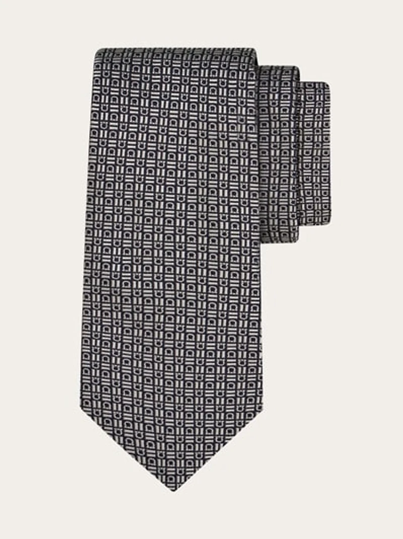 Gancini motif jacquard tie