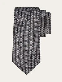 Gancini motif jacquard tie