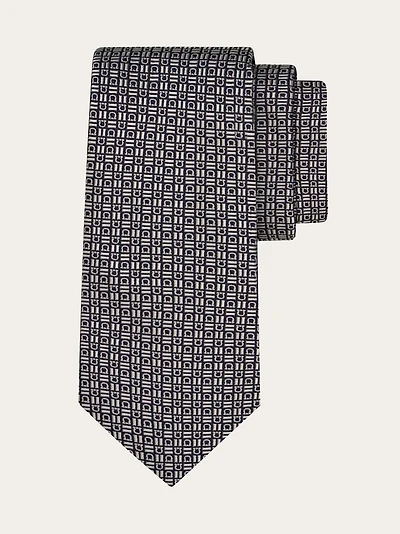 Gancini motif jacquard tie