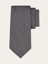 Gancini motif jacquard tie
