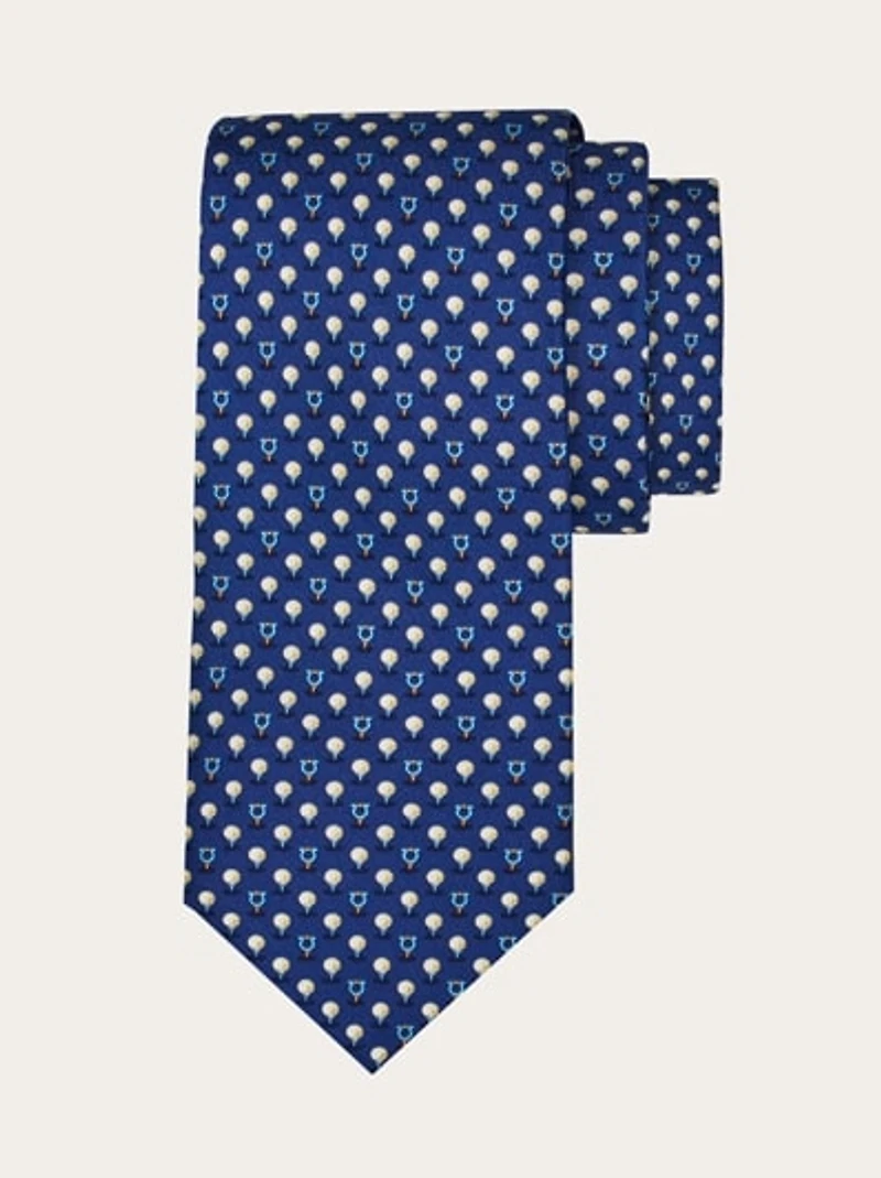 Silk tie with golf and Gancini