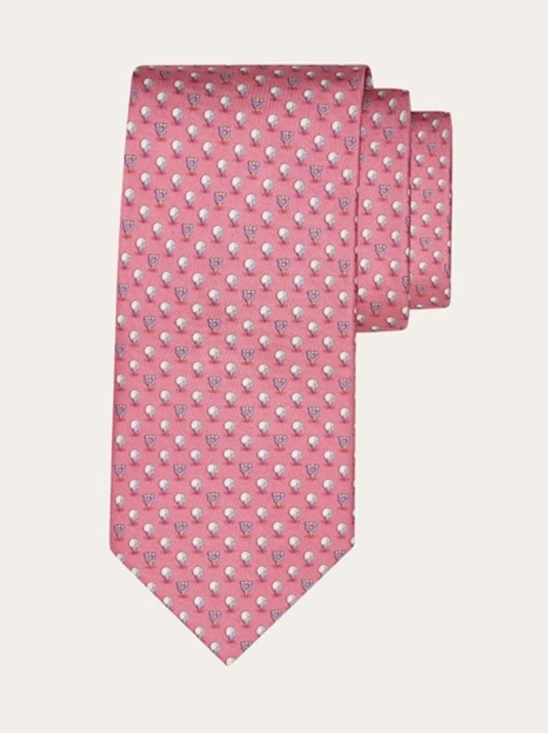 Silk tie with golf and Gancini