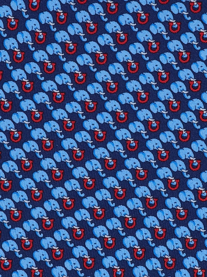 Elephant print silk tie