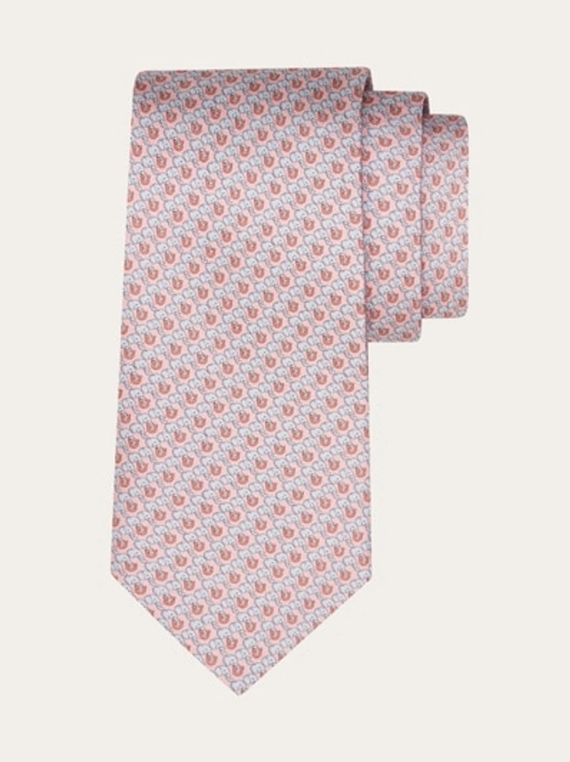 Elephant print silk tie