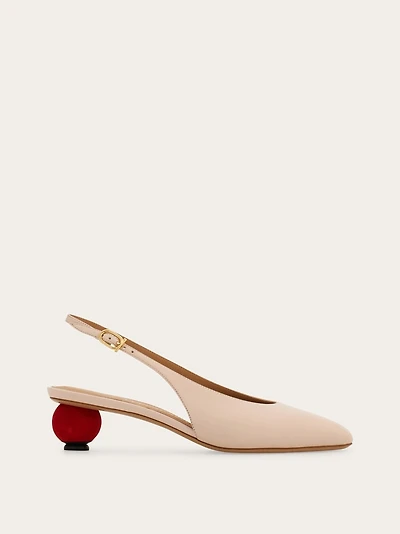 Spherical heel slingback pump