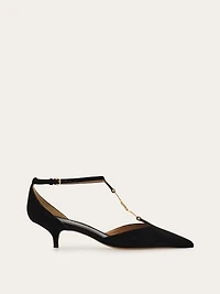 F buckle T-strap pump