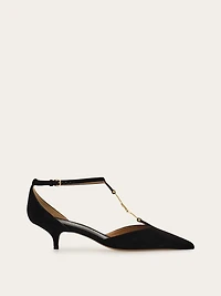 F buckle T-strap pump
