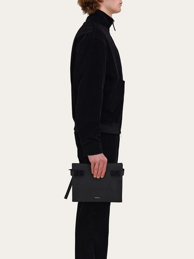 Pouch with Gancini buckles