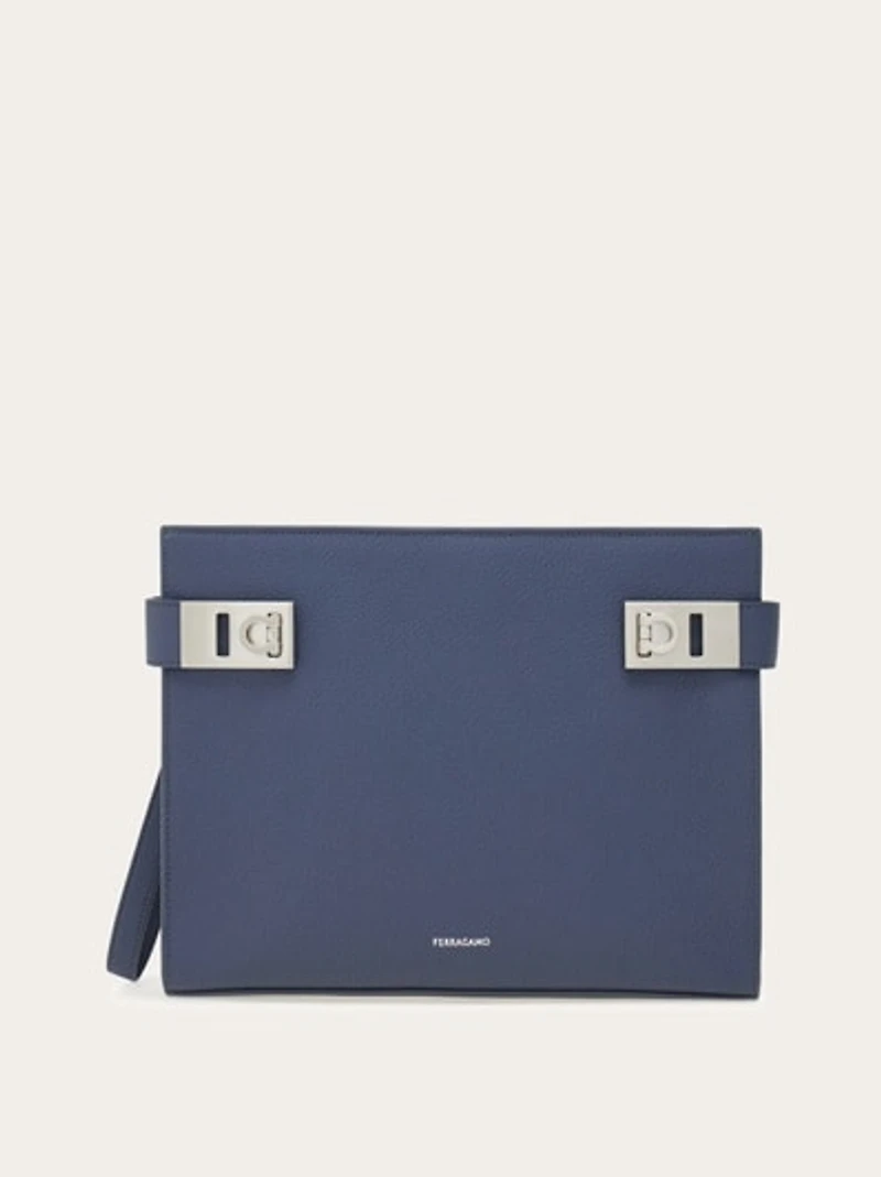 Pouch with Gancini buckles