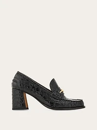 F buckle heeled loafer