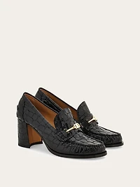 F buckle heeled loafer