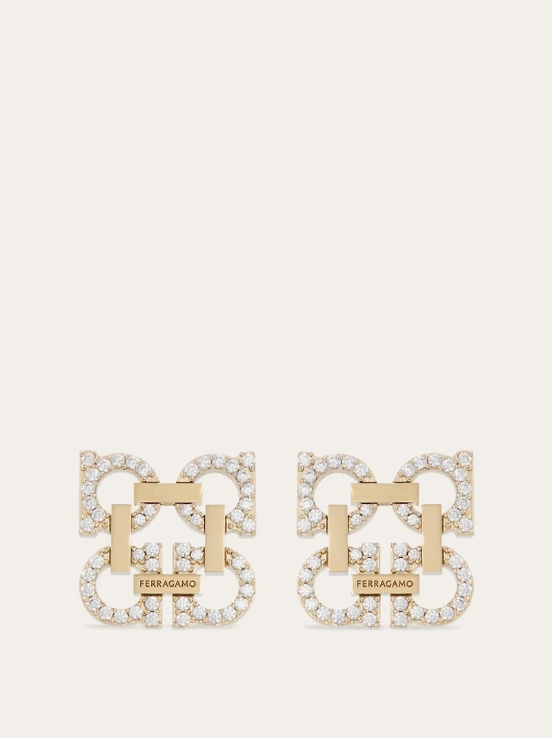 Crystal embellished four Gancini earrings