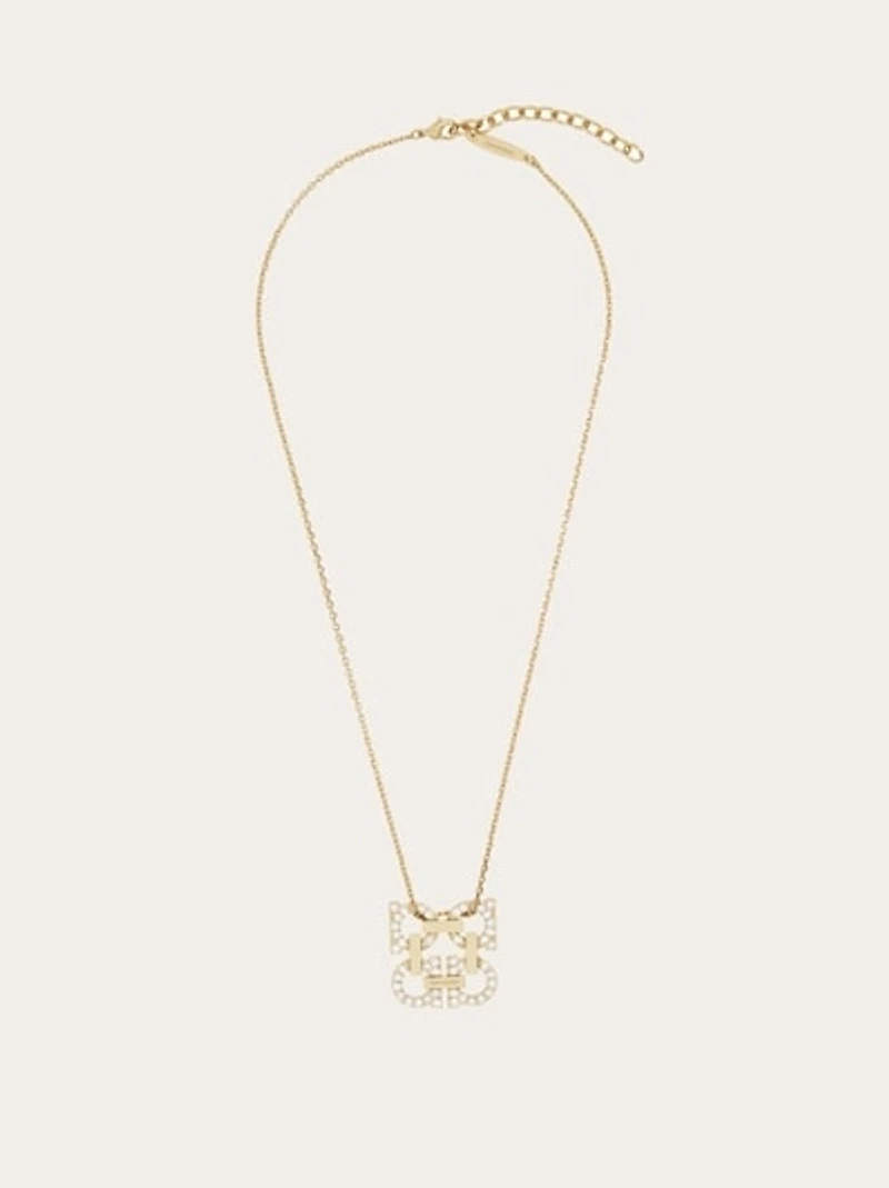 Crystal embellished four Gancini pendant necklace