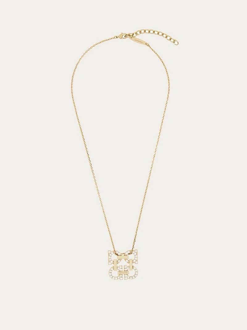 Crystal embellished four Gancini pendant necklace