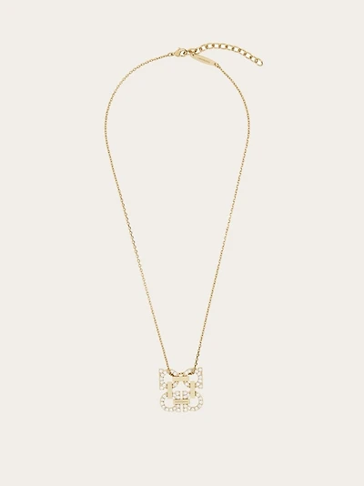 Crystal embellished four Gancini pendant necklace