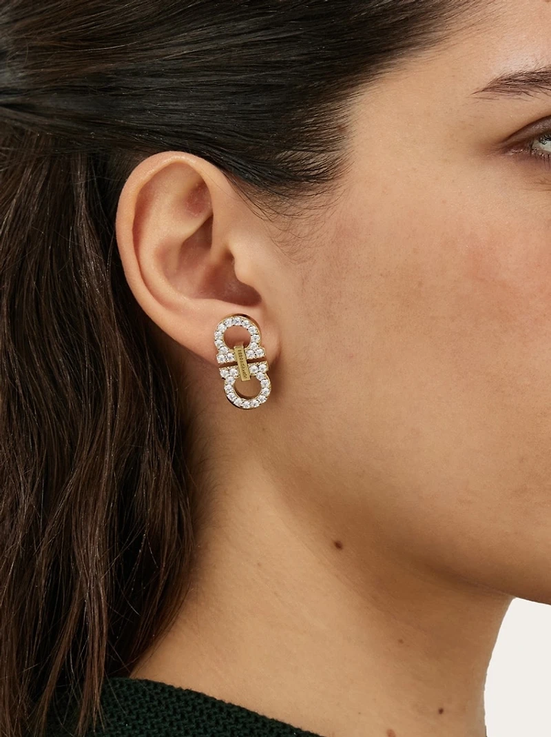 Double Gancini crystal embellished earrings