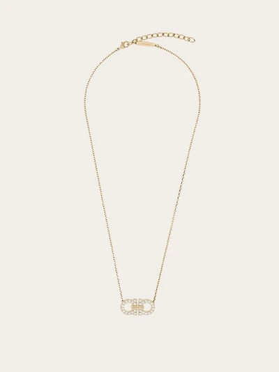 Crystal embellished Gancini pendant necklace