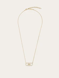 Crystal embellished Gancini pendant necklace