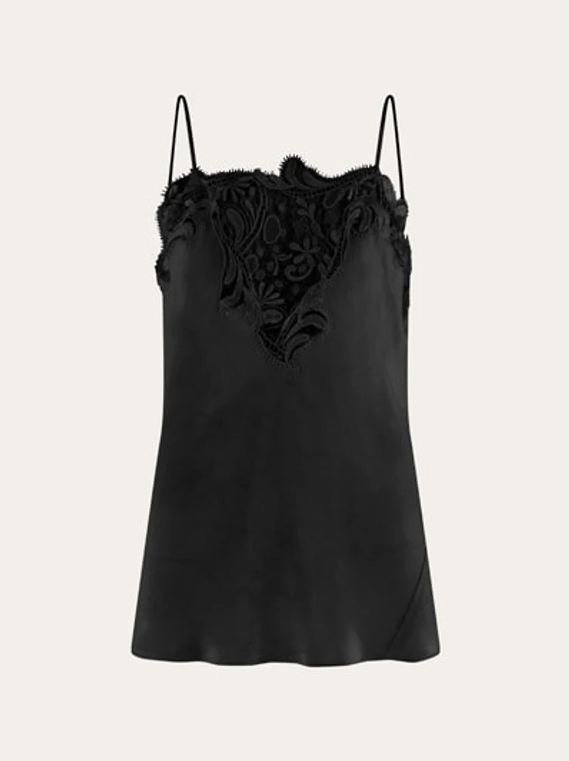 Silk top with lace detail