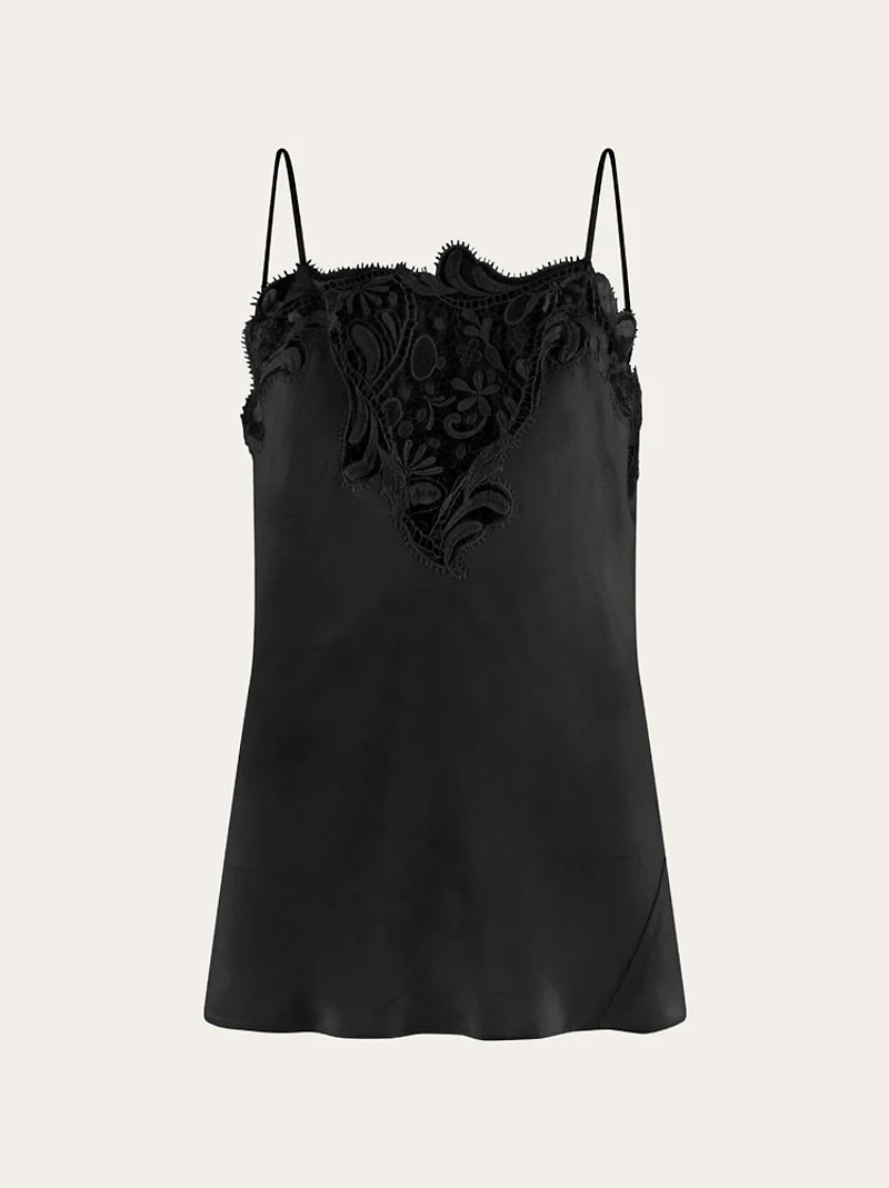 Silk top with lace detail