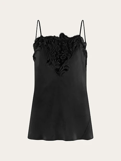 Silk top with lace detail