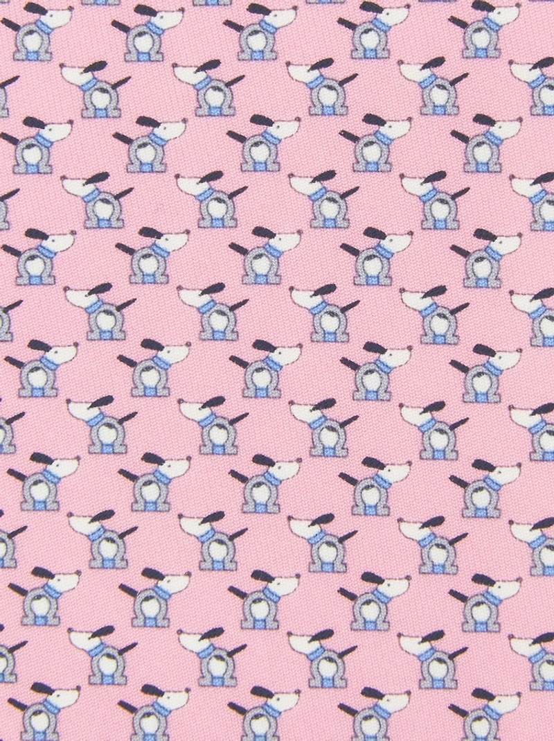 Printed silk tie with dogs and Gancios