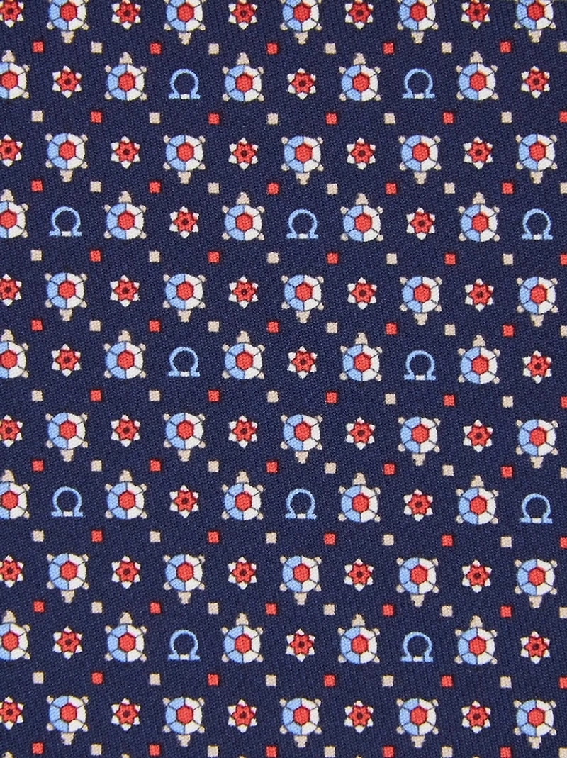 Turtle print silk tie