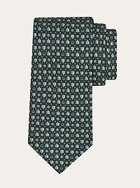 Turtle print silk tie