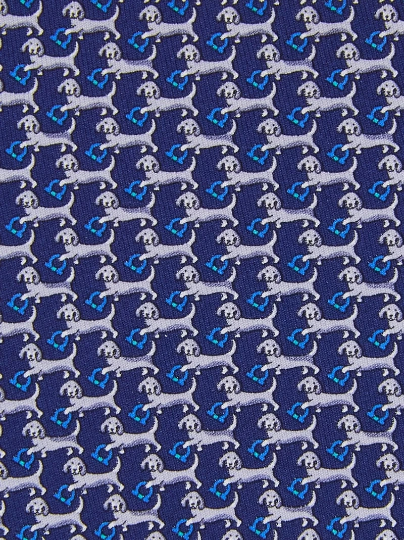 Dachshund print silk tie
