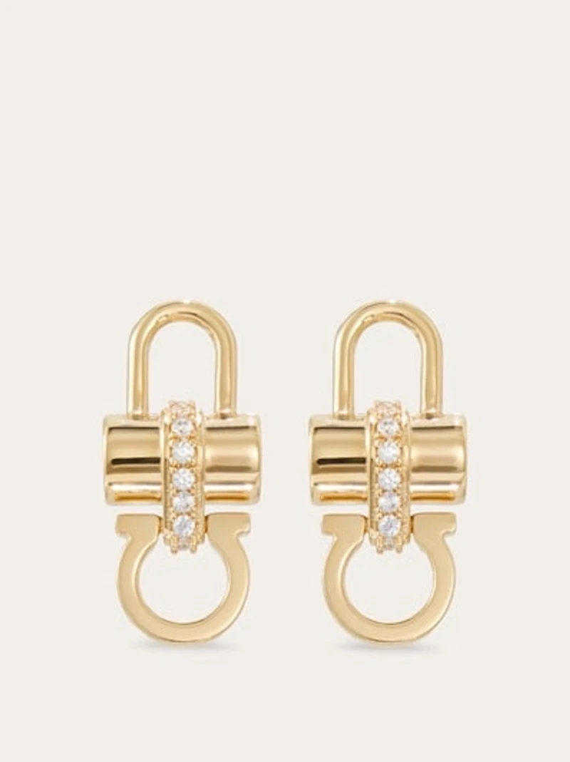 Crystal embellished padlock earrings