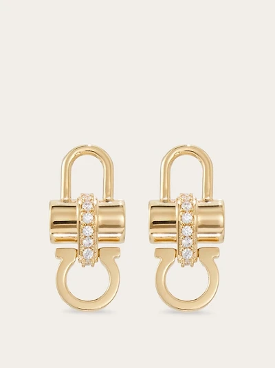 Crystal embellished padlock earrings