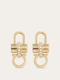Crystal embellished padlock earrings