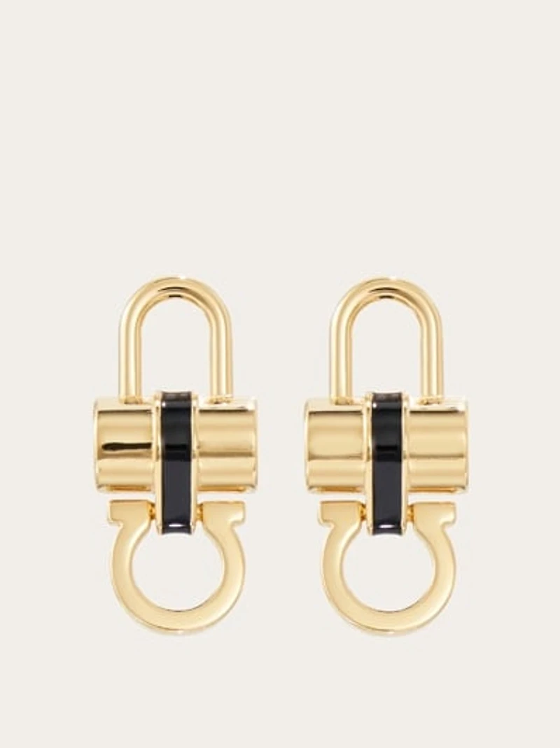 Padlock earrings with resin detail