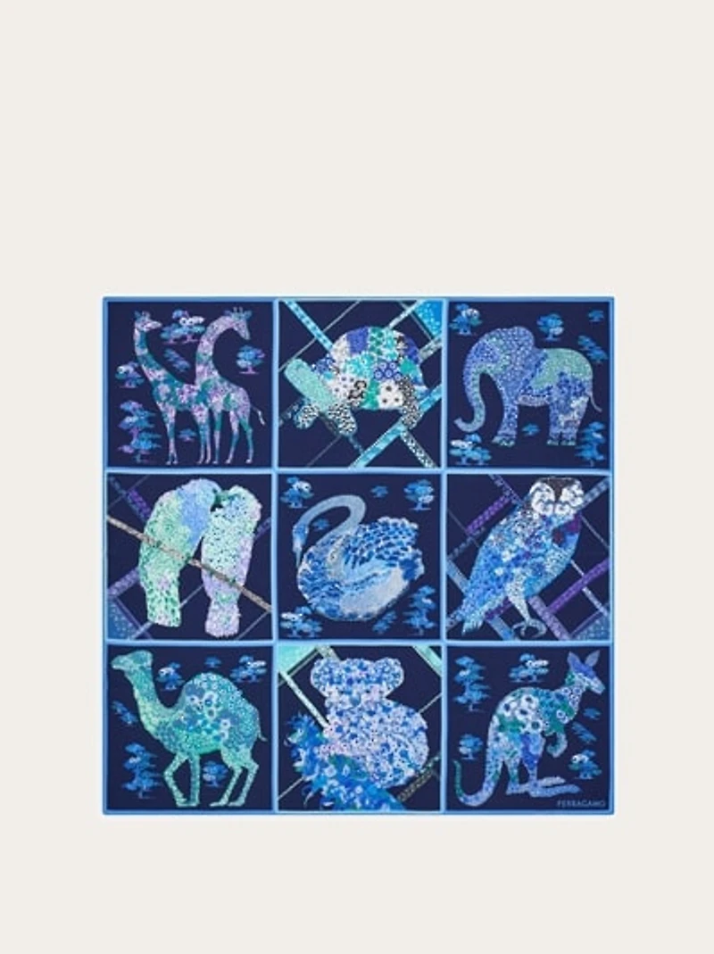 Patchwork print silk scarf