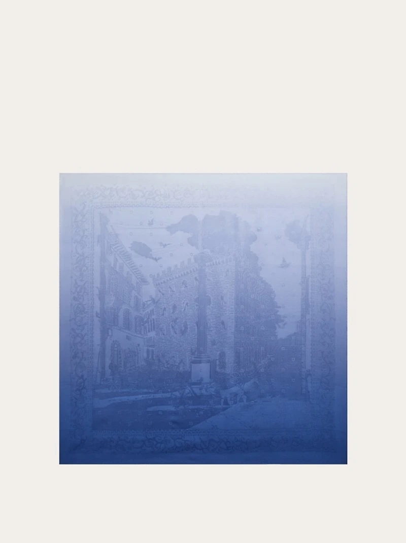 Silk jacquard scarf with palazzo motif