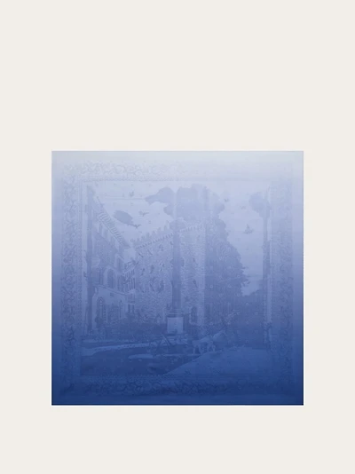 Silk jacquard scarf with palazzo motif