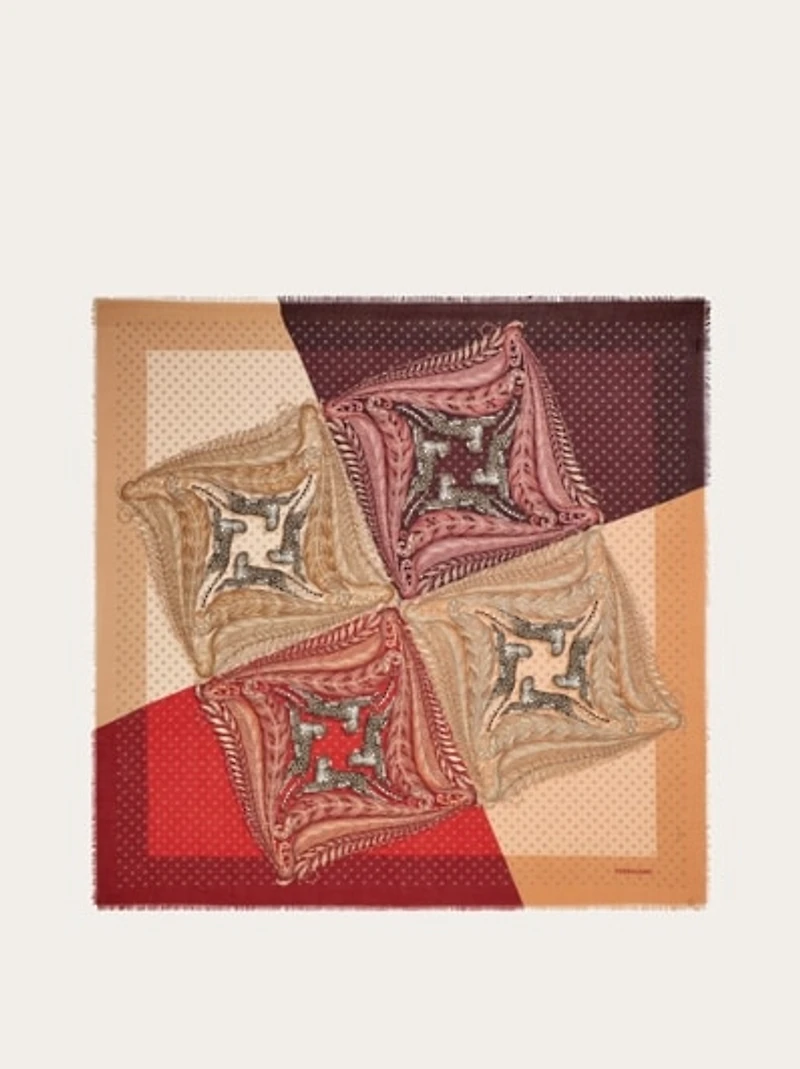 Madras print cashmere stole