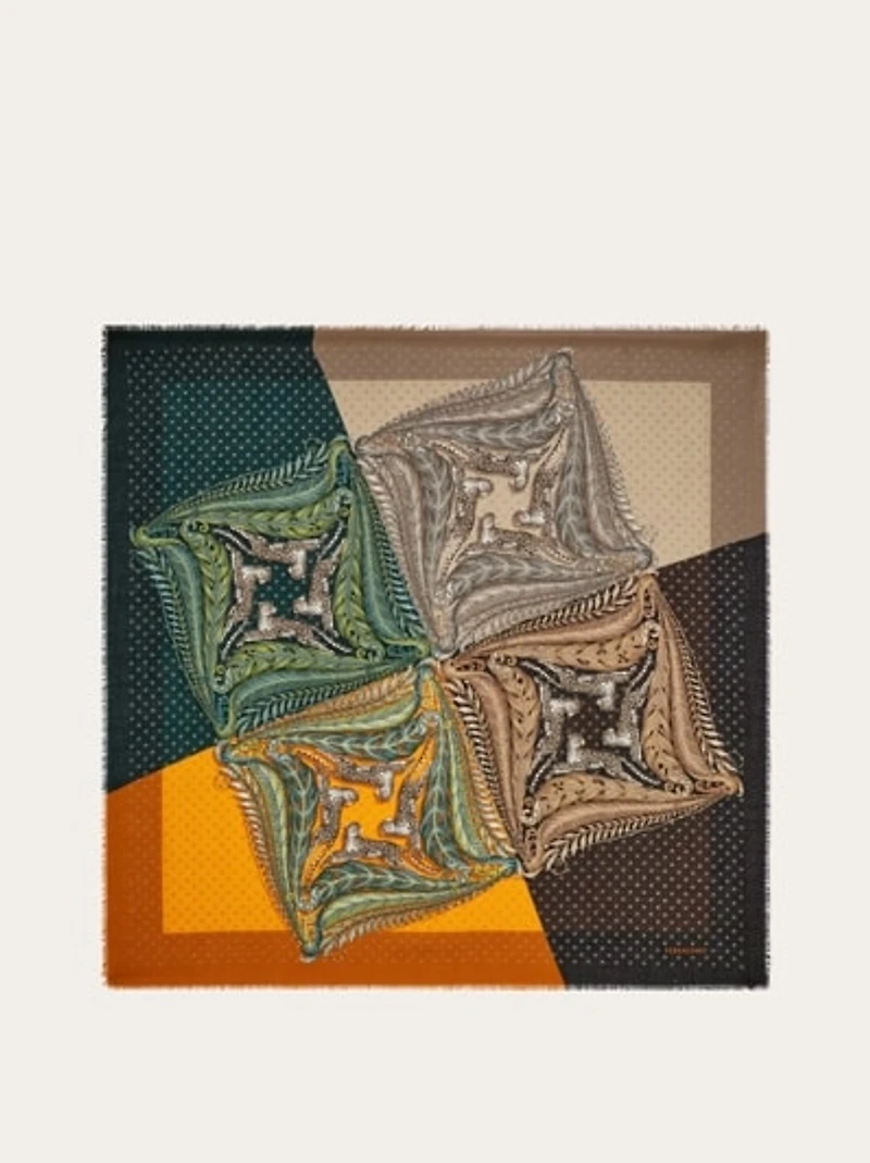 Madras print cashmere stole