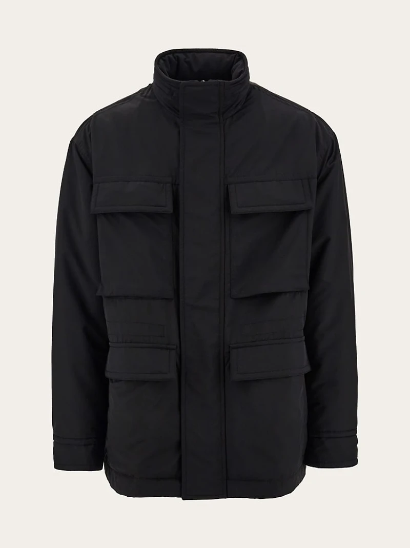 Technical faille caban overcoat