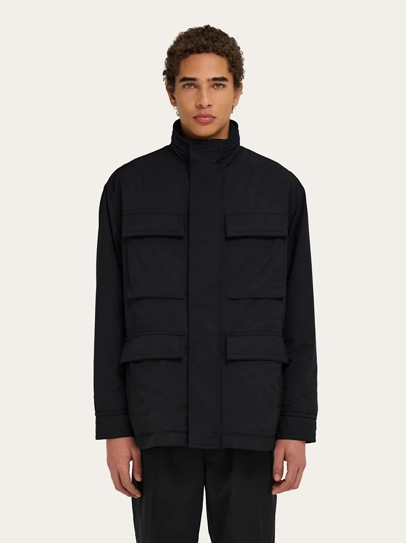 Technical faille caban overcoat