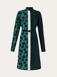 Shirt dress with contrasting prints
