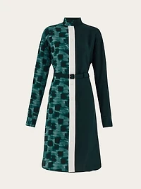 Shirt dress with contrasting prints