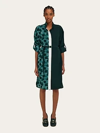 Shirt dress with contrasting prints