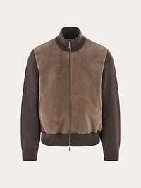 Blouson with leather inserts