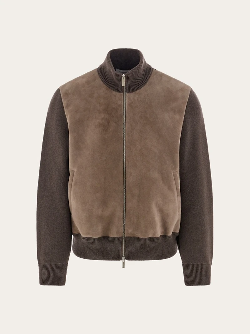 Blouson with leather inserts
