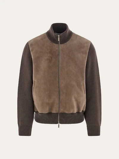 Blouson with leather inserts