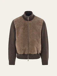 Blouson with leather inserts