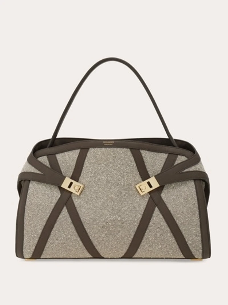 Hug soft shoulder bag  with leather trims (L)