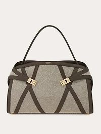 Hug soft shoulder bag  with leather trims (L)